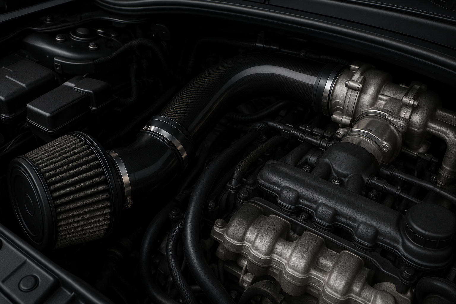 intake pipe installed on the car