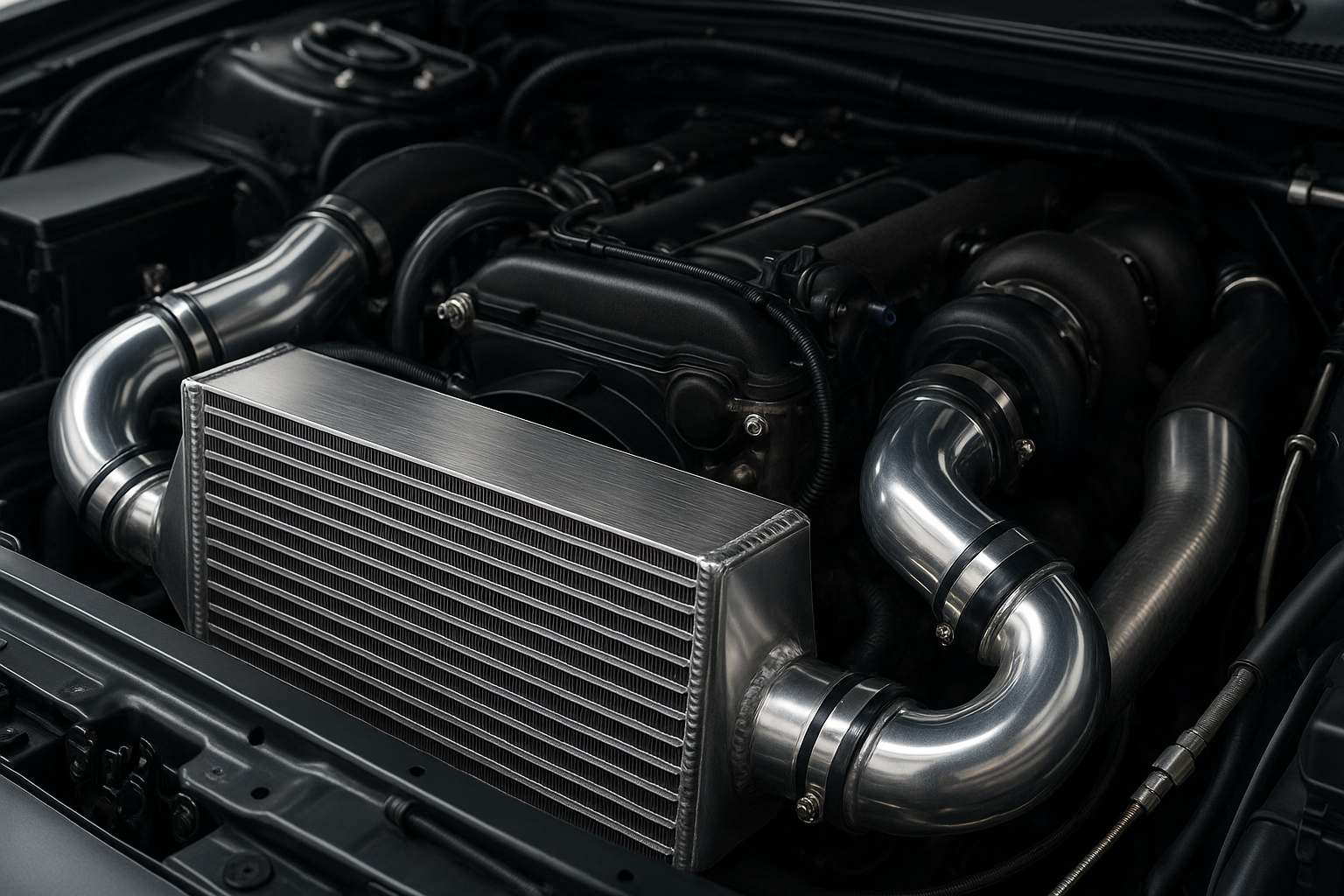 intercooler installed on the car